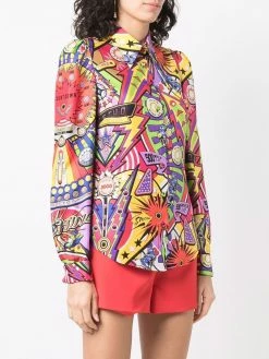 Moschino graphic-print silk shirt