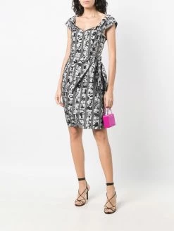 Moschino comic print fitted dress