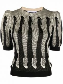 Moschino legs-print knitted top