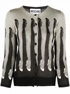 Moschino leg-print cropped cardigan