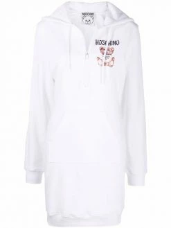 Moschino logo-print hooded sweater dress