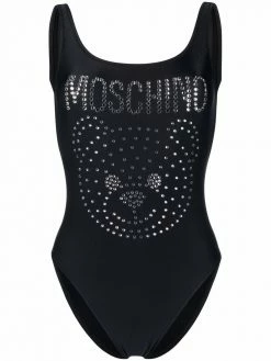 Moschino rhinestone-logo detail swimsuit