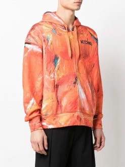 Moschino abstract-print zip-up hoodie