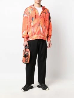 Moschino abstract-print zip-up hoodie