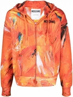 Moschino abstract-print zip-up hoodie