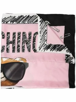 Moschino teddy bear-print silk scarf