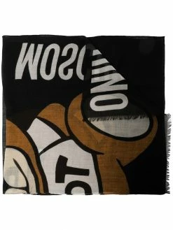 Moschino teddy bear-print wool scarf