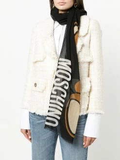 Moschino teddy bear-print wool scarf