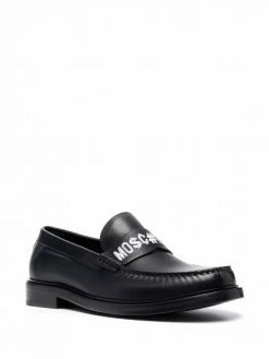 Moschino logo-print leather loafers