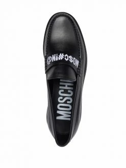 Moschino logo-print leather loafers