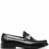 Moschino logo-print leather loafers