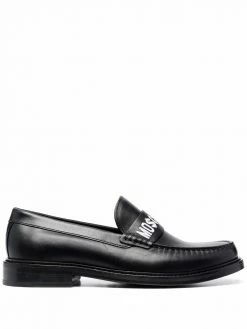 Moschino logo-print leather loafers