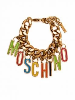Moschino chunky logo-lettering chain bracelet