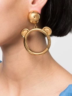 Moschino clip-on bear-drop earrings