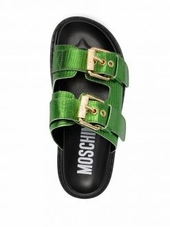 Moschino snakeskin-effect double buckle sandals