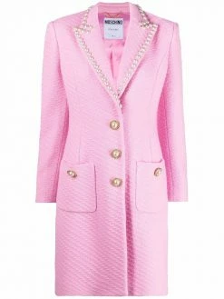 Moschino faux-pearl embellished coat
