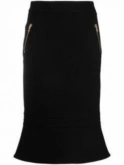 Moschino Couture biker wool crepe skirt