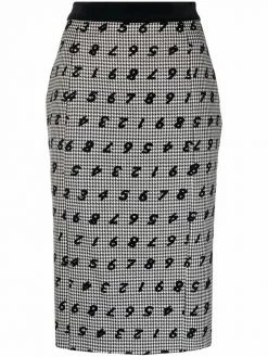 Moschino numbers-print pencil skirt