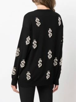 Moschino Pearls dollar embroidered pullover
