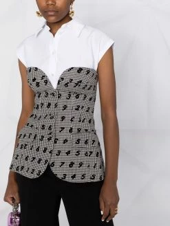 Moschino houndstooth number-print top