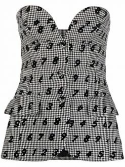 Moschino houndstooth number-print top