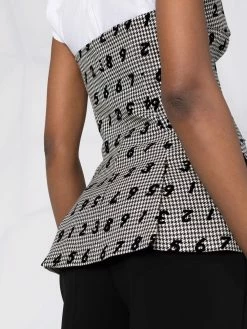 Moschino houndstooth number-print top
