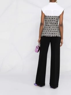 Moschino houndstooth number-print top