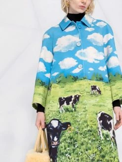 Moschino farm print cady coat