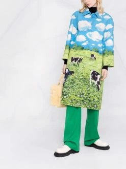 Moschino farm print cady coat