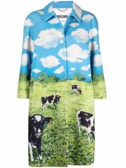 Moschino farm print cady coat