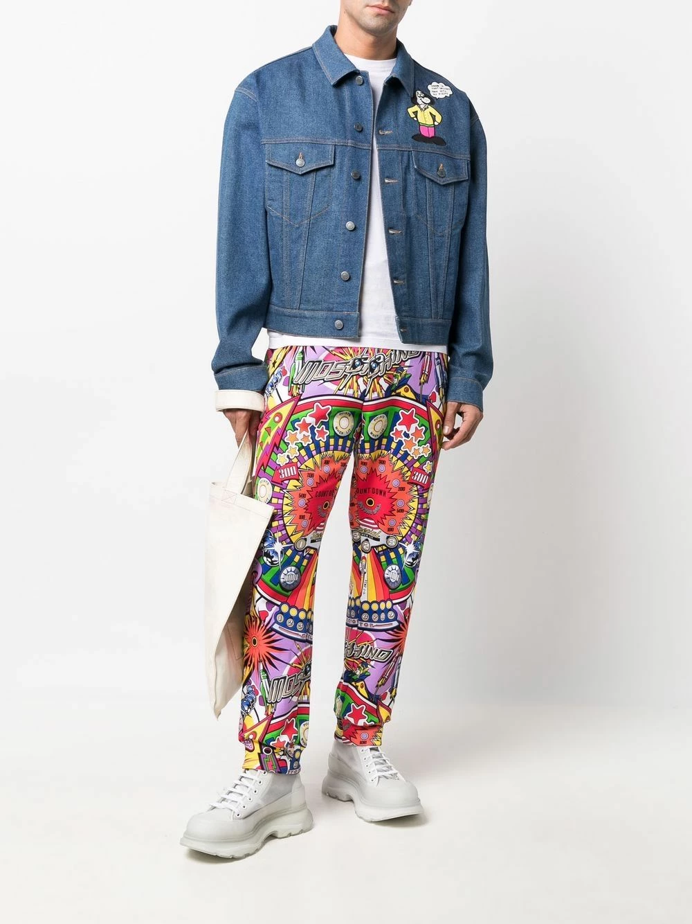 Coupon โ๏ธ Moschino Logo print pinball trousers ๐ 4 Moschino logo-print pinball trousers
