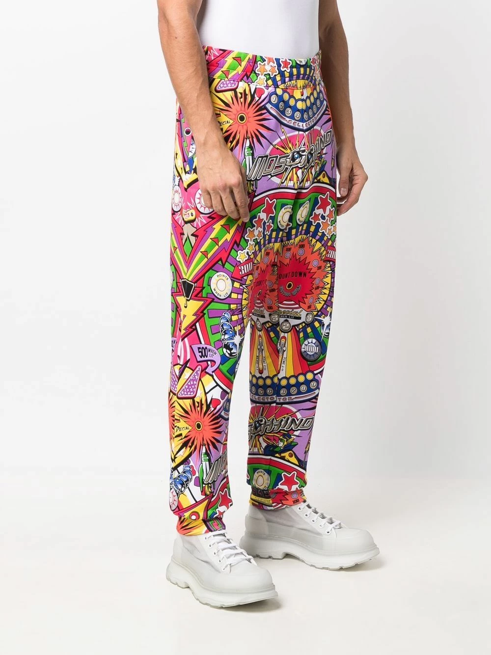 Coupon โ๏ธ Moschino Logo print pinball trousers ๐ 5 Moschino logo-print pinball trousers
