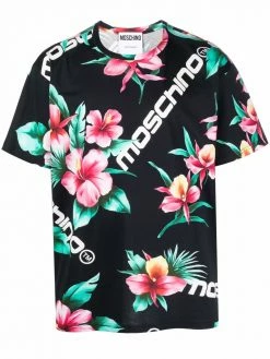 Moschino hibiscus logo-print cotton T-shirt