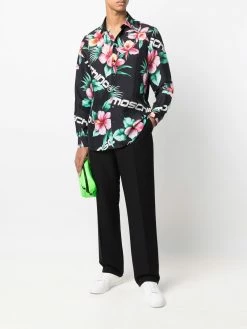Moschino floral-and-logo silk shirt
