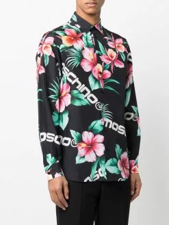 Moschino floral-and-logo silk shirt