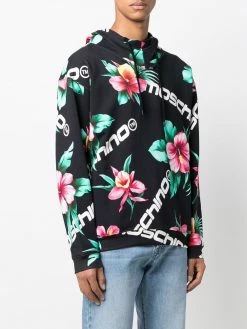 Moschino floral-and-logo printed hoodie