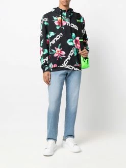 Moschino floral-and-logo printed hoodie