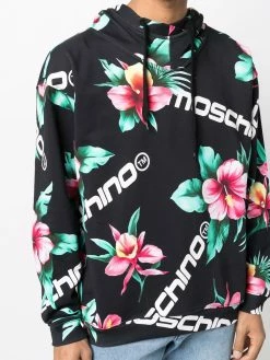 Moschino floral-and-logo printed hoodie