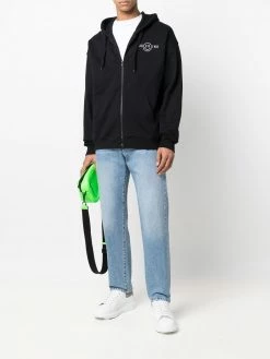 Moschino chest-logo zip-up hoodie